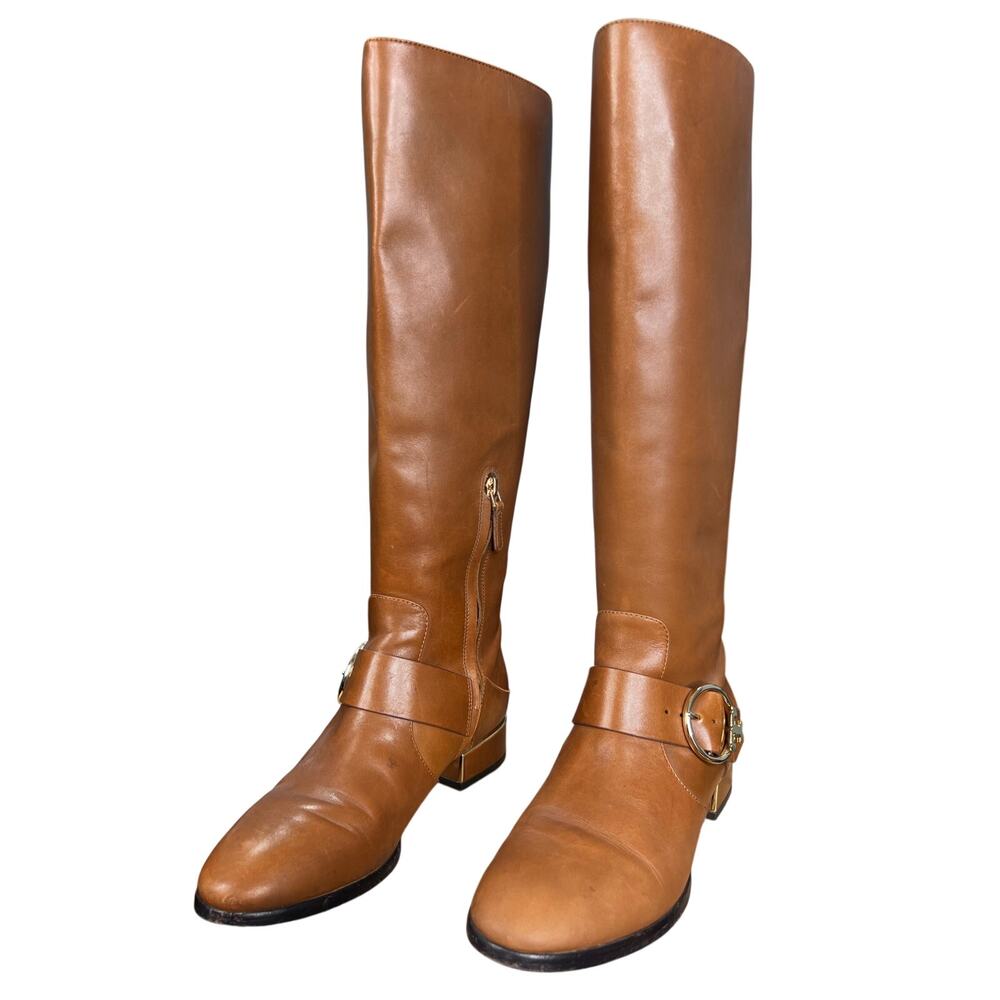 Tory Burch Women’s Sofia Brown Leather Riding Boots Size US 8 - Picture 6 of 10